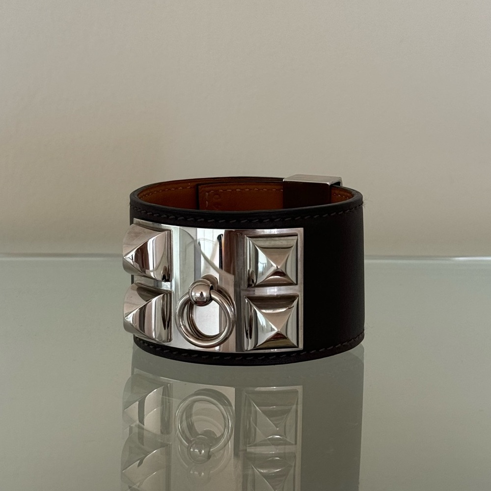 Hermes Leather Collier Dechien Wrap Bracelet